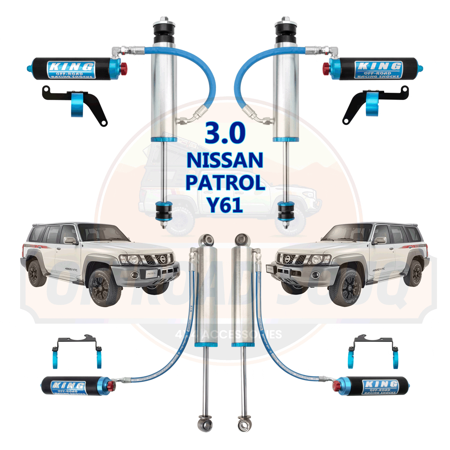 33001-212A & 33001-213A King Shocks 3.0 For Nissan Patrol Y61 1997+